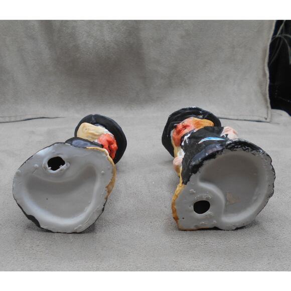 Vintage Flambro Ceramic Pumpkin Face Witch Set 2 Halloween - Picture 8 of 8